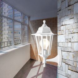 Садово-парковый светильник ЭРА НБУ 06-60-001 белый 6 гранный настенный IP44 Е27 max60Вт