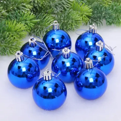 Новогодние шары 5 см (набор 24 шт) «Глянец», синий
