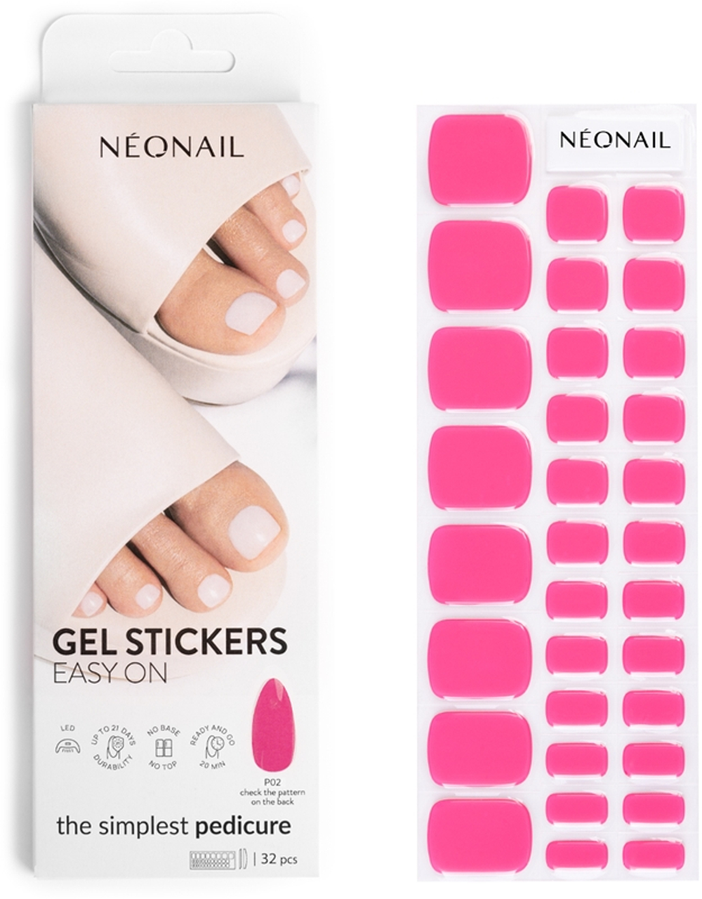 NEONAIL Easy On Gel Stickers - Наклейки на ногти для использования с УФ/СВ-лампой оттенок P02, 32 szt.