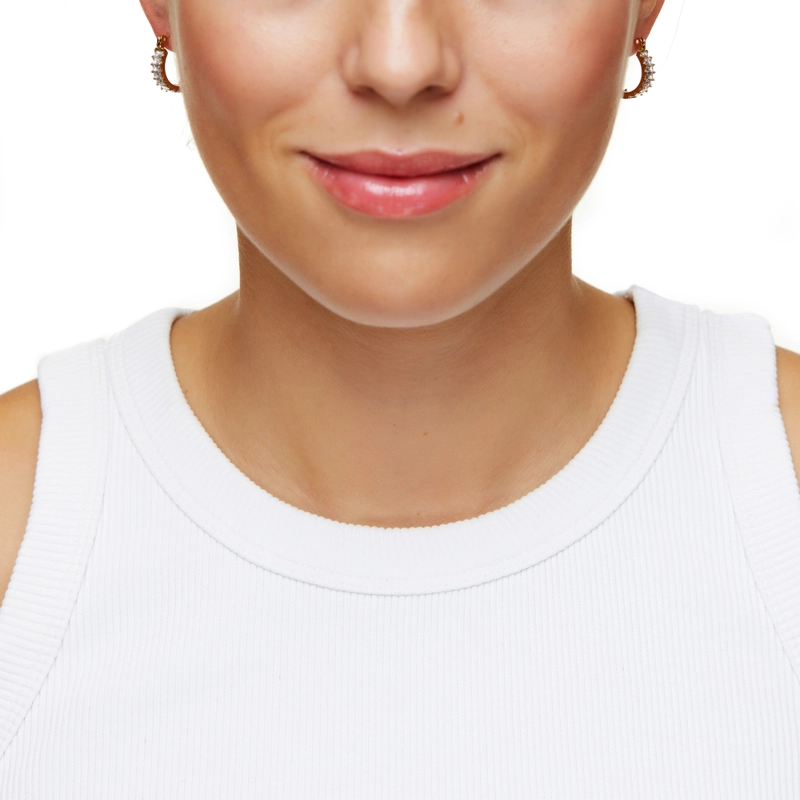 Серьги-кольца Золотой Багет – Кристальные