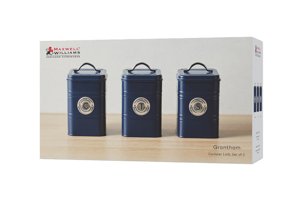 Набор банок для сыпучих продуктов 3шт 1.45л Maxwell&Williams Grandham синий