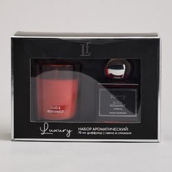 НАБОР АРОМАТИЧЕСКИЙ "LUXURY" СВЕЧА В СТАКАНЕ 6*7,5 СМ И ДИФФУЗОР 70 МЛ OUD&BERGAMOT