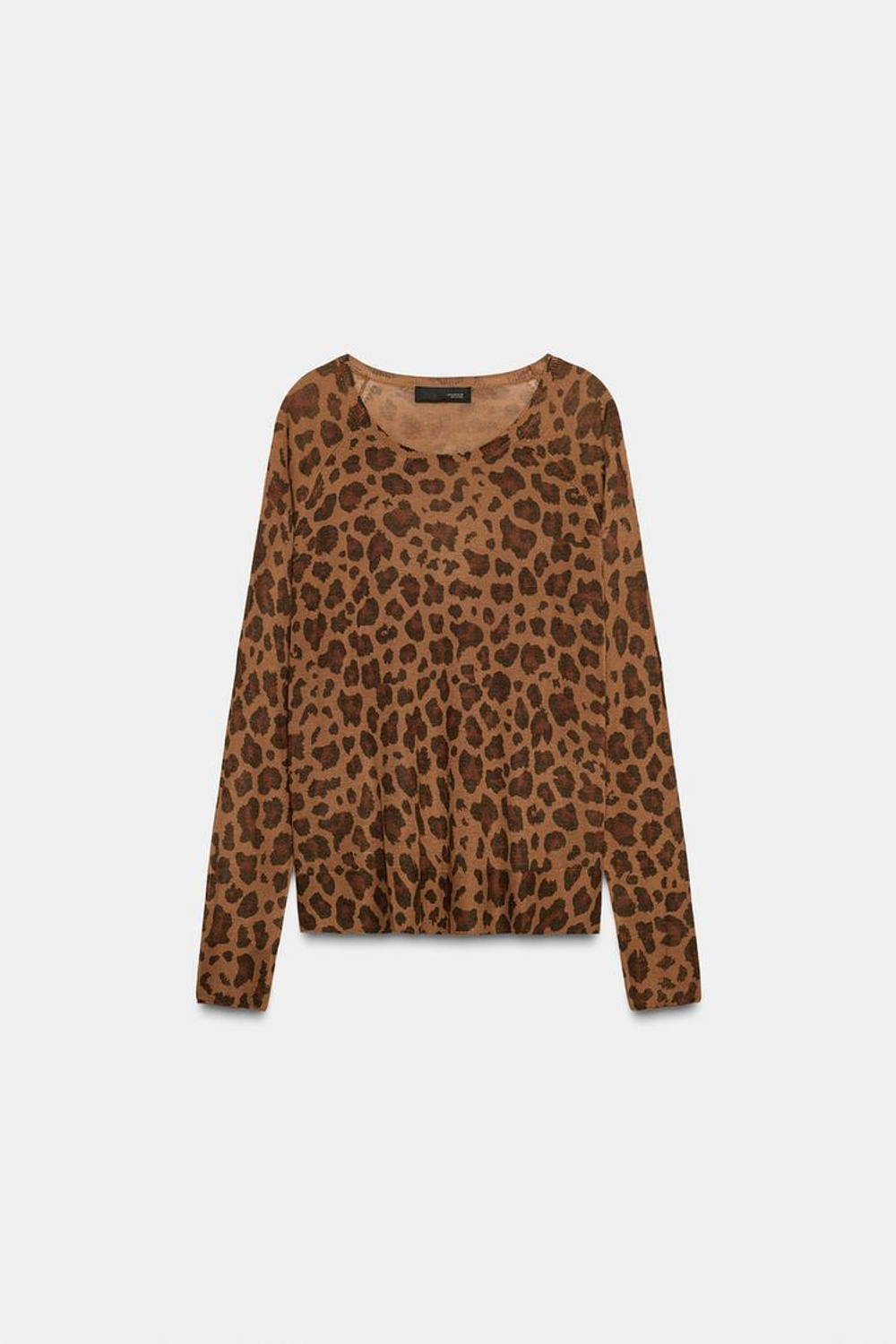 ZARA ТОНКИЙ ДЖЕМПЕР С АНИМАЛИСТИЧЕСКИМ ПРИНТОМ, ЛЕОПАРДОВЫЙ
