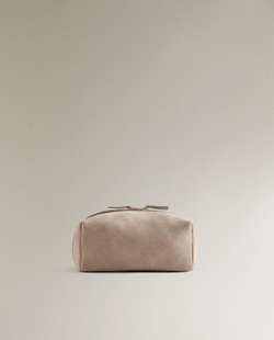 ZARA HOME КОСМЕТИЧКА СРЕДНЕГО РАЗМЕРА ИЗ РАЗДЕЛЕННОЙ КОЖИ, ЭКРЮ