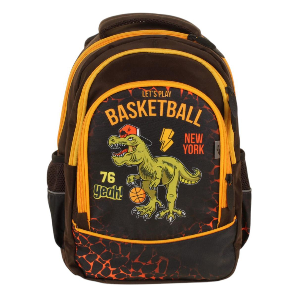 Ранец школьный Гармония 40*28*18см, анатом. спинкой, 1 отдел, 2 кармана, 2 боковых кармана "Дино" (