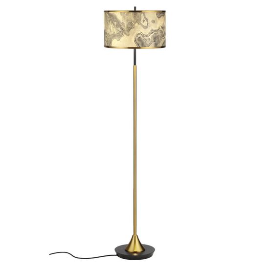 5064/2F MODERN (В 2-Х КОРОБКАХ) ODL24 529 античн.бронза/серо-беж./металл/натур.камен."шпон" Торшер E27 LED 2*10W BERGI