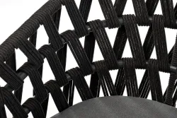 "Диего" стул плетеный из роупа, основание дуб, каркас из стали темно-серый (RAL7024) муар, роуп темно-серый круглый, ткань серая