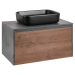 База под накладную раковину Mesa 800 подвесная, 1 выкатной/1 скрытый ящик soft close, T.Oak + Beton