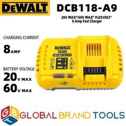 DEWALT Зарядное устройство,Для аккумулятора,20 В-60 В/8 А,18 В-54 В/8 А,Быстрая зарядка,DCB118