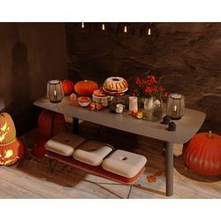 Банкетка Pea, велюр, бежевая/бордовая