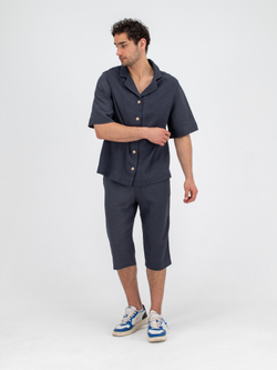 Костюм льняной с шортами. Графит