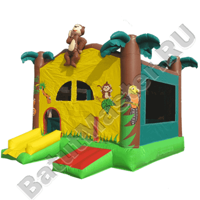 Коммерческий надувной батут "Джунгли" с крышей
