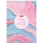 Блокнот А5 (146х210 мм) 60 л., спираль, твердый, клетка, УФ-лак, HATBER "Наслаждайся моментом", 60Б5В1сп