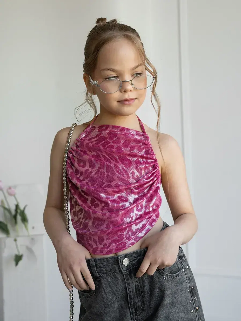 Летний топ для девочки на завязках