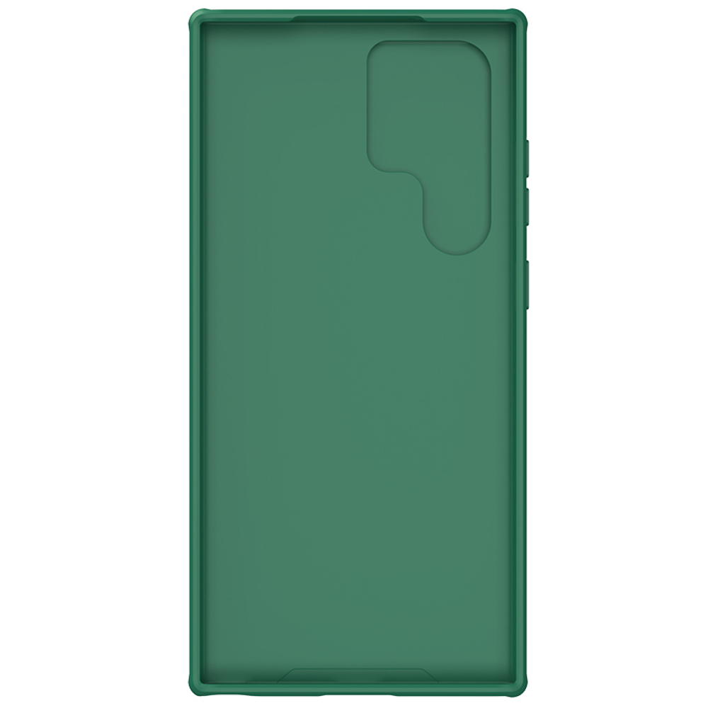 Чехол зеленого цвета (Deep Green) от Nillkin для Samsung Galaxy S23 Ultra, серия CamShield S Case, полуавтоматический механизм сдвижной шторки