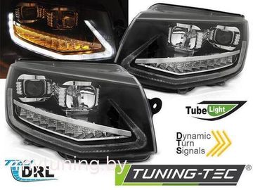 Передние фары Tube Light для Volkswagen T6 (15-19) динамические черные