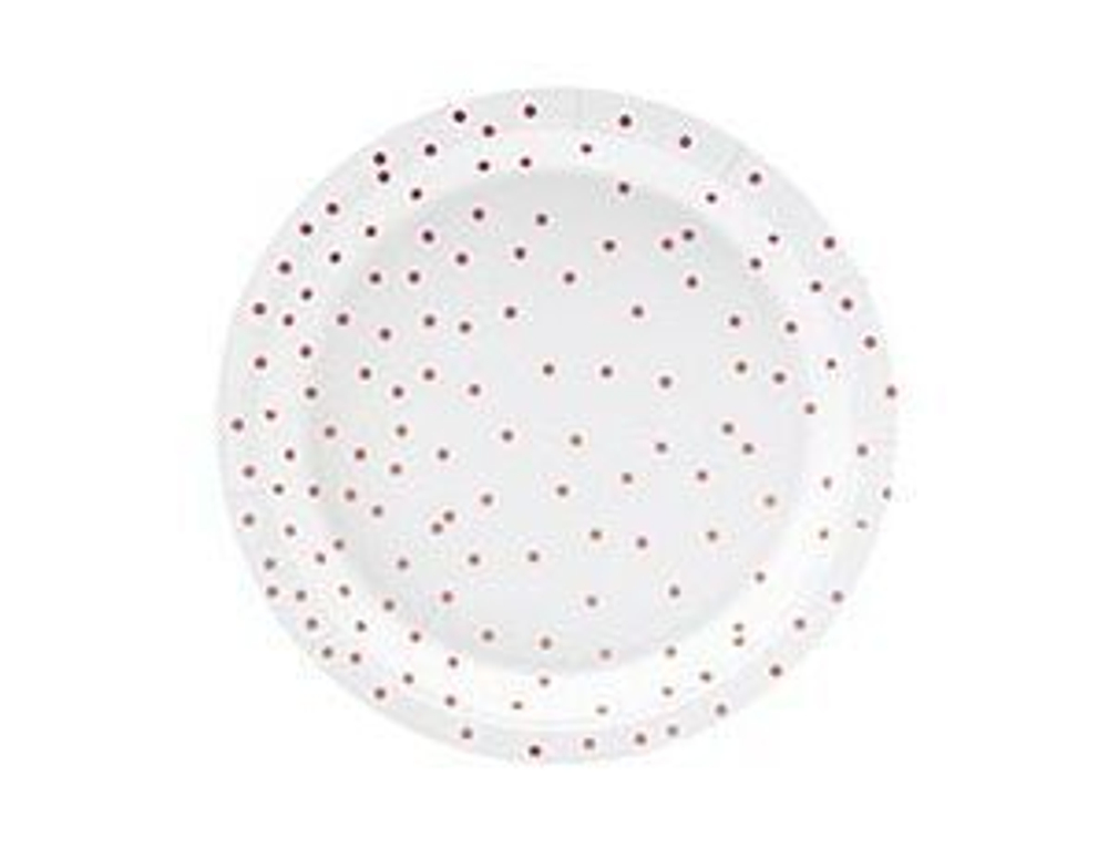 Тарелка Горошек RoseGold белая 18см6штPD