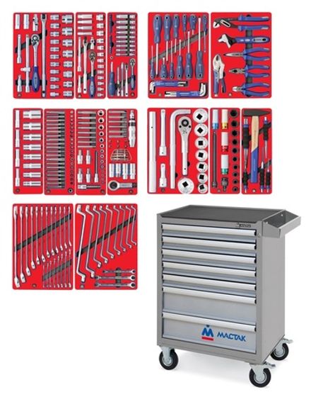Цена на МАСТАК (52-07299G) Набор инструментов "ПРОФИ" в серой тележке, 299 предметов