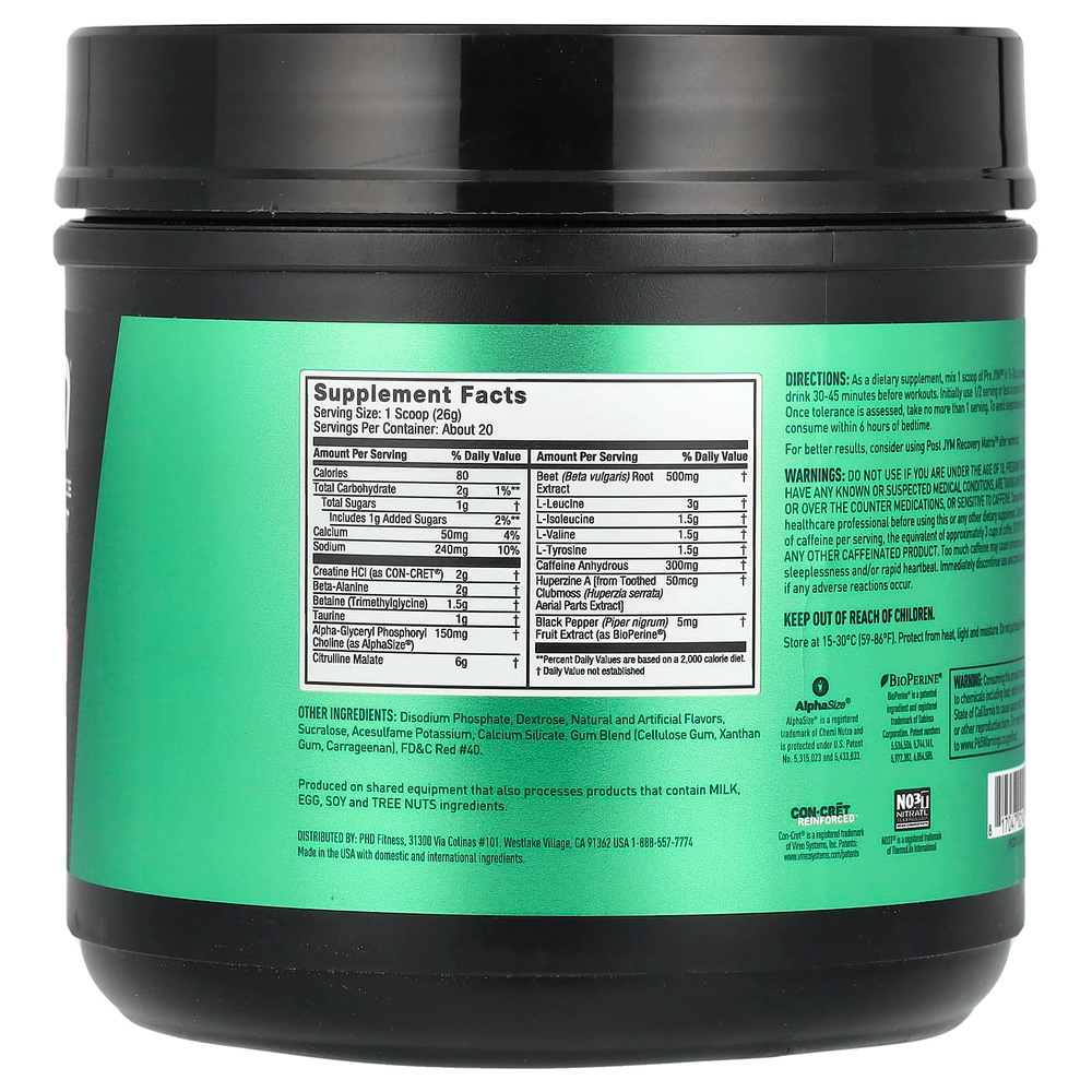 JYM Supplement Science, Pre JYM, высокоэффективная предтренировочная добавка, вишневый лаймад, 520 г (1,1 фунта)