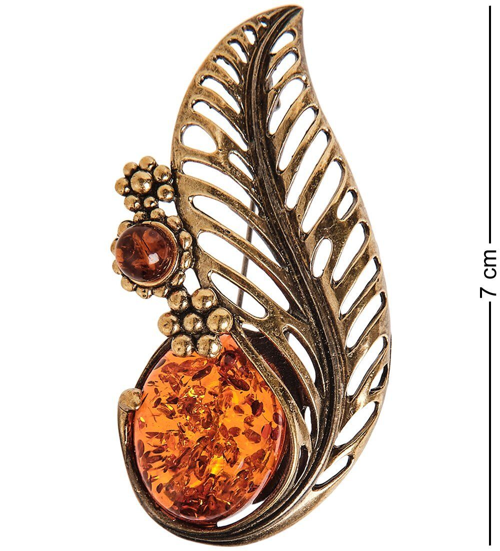 AM-2640 Брошь «Сирень Ажурная» (латунь, янтарь)