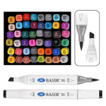 Маркер для скетчинга, двусторонние, Basir, четырехгранные, 14 мм, спиртовые, 48 шт