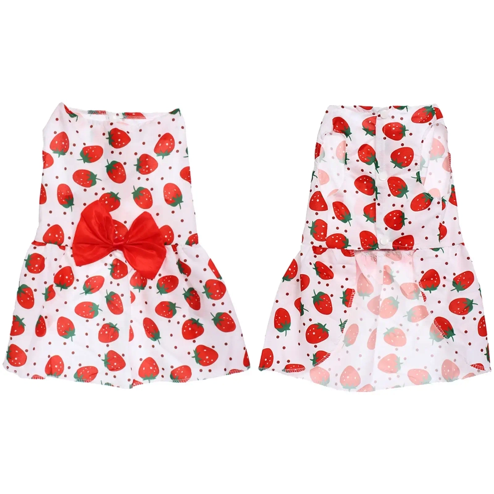 Платье для кошек и собак мелких пород «Бонита на прогулке», клубнички, размер ХL, длина спинки 32-34см