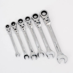 Набор комбинированных трещоточных шарнирных ключей 7 шт