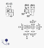 Встраиваемый смеситель для душа CEZARES NAUTIC-VDIM3-M-NOP