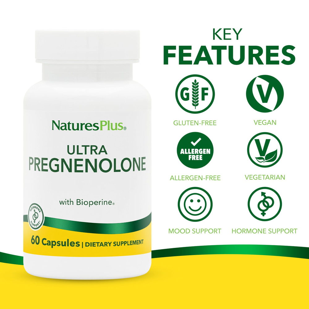 NaturesPlus, ультрапрегненолон с Bioperine®, 60 капсул