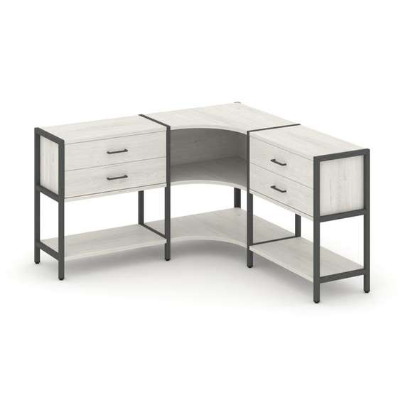 Shelf System Трехсекционный угловой стеллаж двухярусный с ящиками SN.STMU-231 Дуб Наварра/Металл Ант