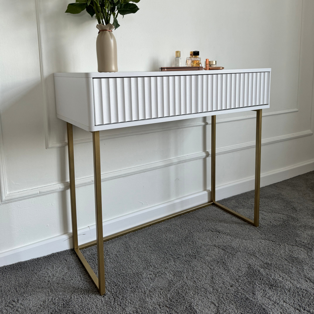 Туалетный столик консоль ROYAL 5011 эко (Белый-Золото)