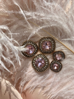 Пуговицы Квадрат золотые розовые со стразами и косичкой