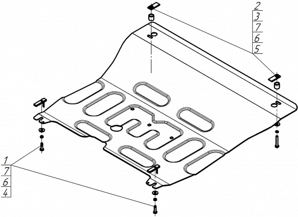 Защита картера двигателя, КПП. 2 мм, Сталь. для Jetour X50 2024-н.в., Motodor.79015
