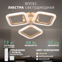 Светильник потолочный светодиодный Rivoli Dorinata 6179-701 LED 48Вт 3000-6000К с пультом | Rivoli