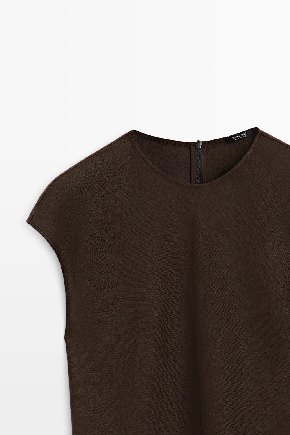 Massimo Dutti Асимметричный топ из 100% льна, коричневый
