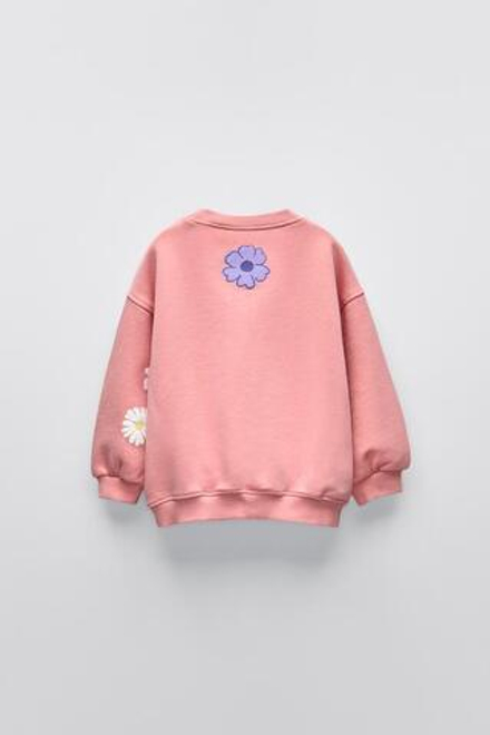 ZARA ТОЛСТОВКА С РАСТИТЕЛЬНЫМ ПРИНТОМ, ТЕМНО-РОЗОВЫЙ
