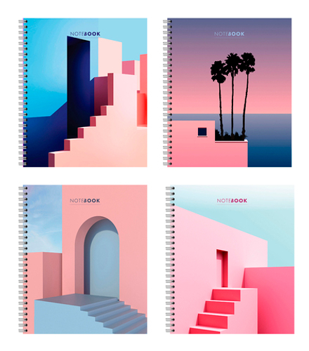 Тетрадь А5 80л кл. гребень ПЗБМ "Лестница в небо" софт-тач, белизна 100%