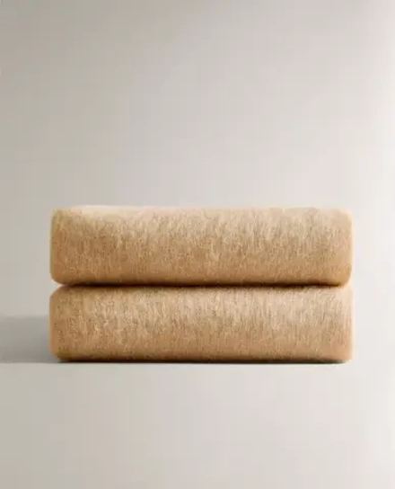 ZARA HOME ПЛЕД С БАХРОМОЙ, РОЗОВЫЙ