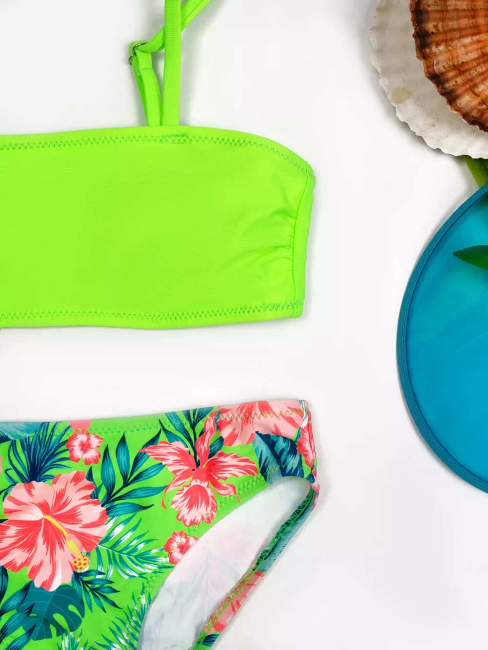 купальник раздельный 3 в 1 кроп топ парео и трусы