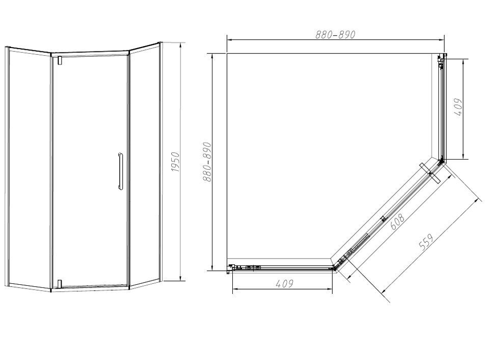 Душевой уголок Slim-N VSP-4SN900CL, 900*900, хром, стекло прозрачное, , шт