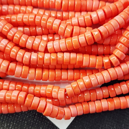 Бусины шайбы, рондель, оранжевый, лэмпворк, стекло, р-р 6мм, цена за 40 шт