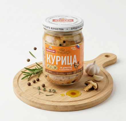 Курица по-деревенски на косточке в с/с 500гр, Атоян