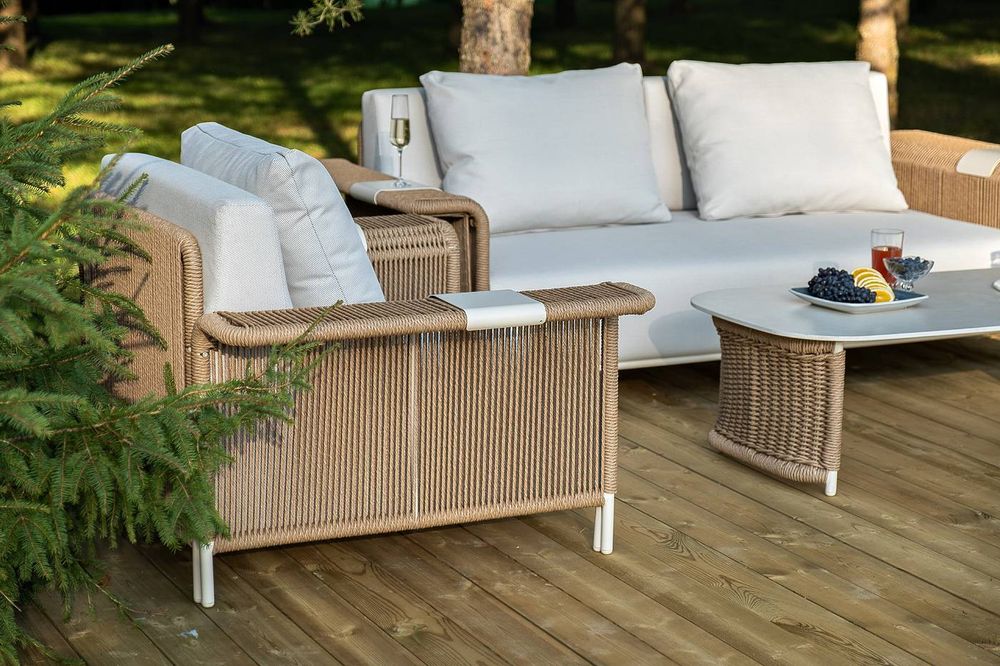 "Мальдивы" лаунж-зона из искусственного ротанга, цвет соломенный