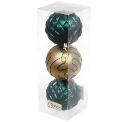 Новогодние шары 7см (набор 3шт) «Сказочная мечта», золото/изумруд