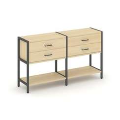 Shelf System Двухсекционный стеллаж двухярусный с ящиками SN.STM-222 Акация Лорка/Металл Антрацит 15