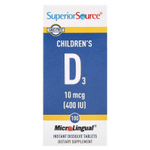Superior Source, D3, для детей, 10 мкг (400 МЕ), 100 быстрорастворимых таблеток MicroLingual®