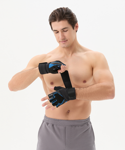 Перчатки для фитнеса STARFIT WG-201, черный/синий