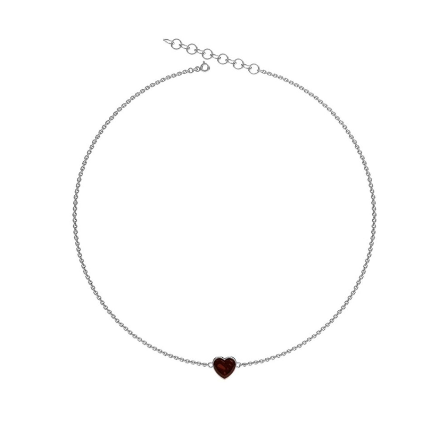 Колье Сердце с вишневым янтарем