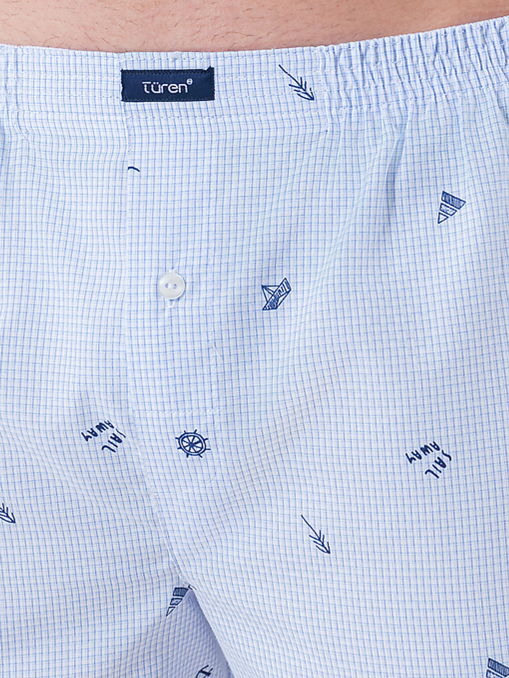 Трусы мужские боксеры голубой мелкая клетка