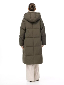 Пуховик длинный с капюшоном, хаки, SilverFox